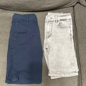 Lot of 2 Zara Kids Shorts Chino Denim Size 9 Boys Gray Blue